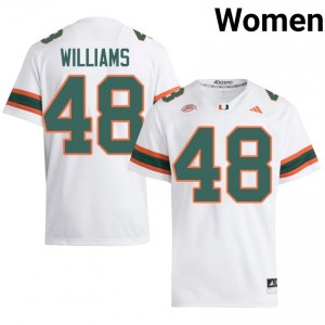 Andres Williams #48 UM Hurricanes Jersey | Pro-Grade White College Football Women Stitched 62268008