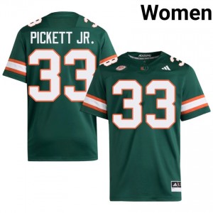 #33 Booker Pickett Jr. Hurricanes Green Jersey | Alumni Stitched Women Player Football Gear 84364970
