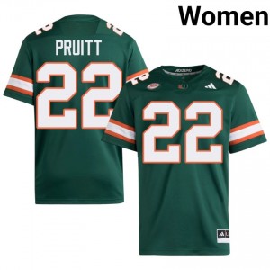 Green Cam Pruitt #22 Hurricanes Jersey | Women High School Football Moisture Wicking Stitched 60326288