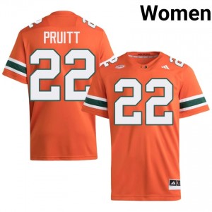 Orange Cam Pruitt #22 Canes Jersey | Women High School Football Limited Embroidery 62405164