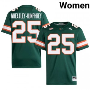 #25 Chris Wheatley-Humphrey Miami Hurricanes Green Jersey | Elite Stitched Women Player Football Gear 19248285