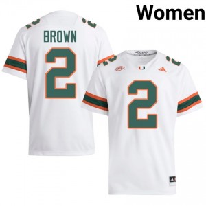White Damari Brown #2 Canes Jersey | Women High School Football Fresh Stitched 69501619