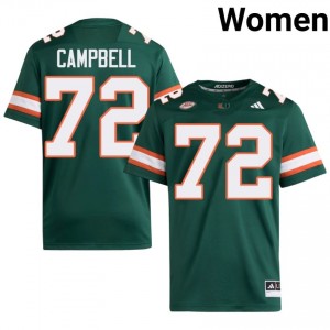 Green Demetrius Campbell #72 Canes Jersey | Women High School Football Limited Stitched 29034697