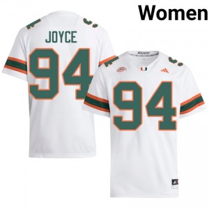 UM Canes Dylan Joyce #94 White Jersey | Pro Cut Stitched NCAA Football Women Apparel 20588595