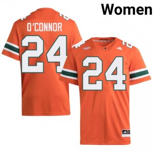 Miami Ethan O'Connor #24 Orange Jersey | Premium Embroidery NCAA Football Women Apparel 28729396