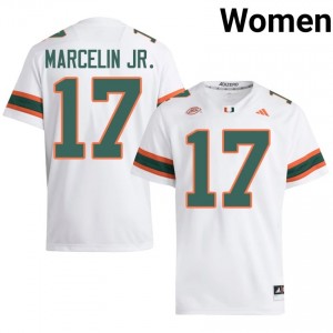 Ezekiel Marcelin Jr. #17 Miami Hurricanes Jersey | Iconic White College Football Women Stitched 35677919