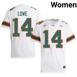 White Hayden Lowe #14 Canes Jersey | Women High School Football Limited Stitched 87780460
