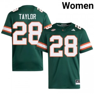 Green Isaiah Taylor #28 Canes Jersey | Women High School Football Limited Stitched 13035479