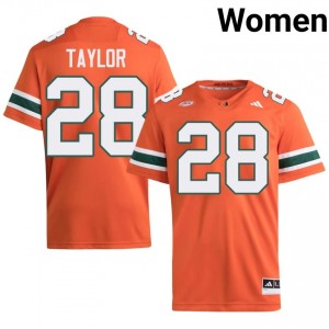 Orange Isaiah Taylor #28 Hurricanes Jersey | Women High School Football Moisture Wicking Embroidery 89609335