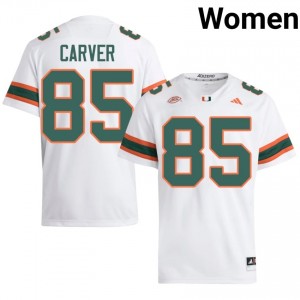 Jackson Carver #85 Miami Hurricanes Jersey | Iconic White College Football Women Stitched 24241531
