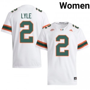 #2 Jordan Lyle Hurricanes White Jersey | Authentic Stitched Women Player Football Gear 21560148