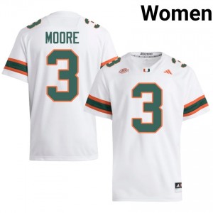 Miami Joshua Moore #3 White Jersey | Essential Stitched NCAA Football Women Apparel 25075910