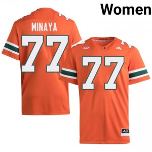 Juan Minaya #77 UM Hurricanes Jersey | Pro-Grade Orange College Football Women Embroidery 96073237