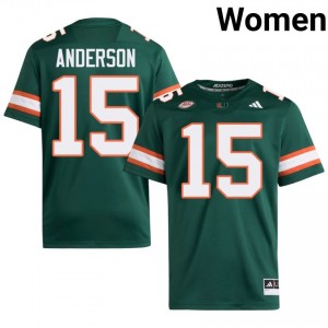 Elite Thread Judd Anderson #15 Miami Canes Green Jersey | Women University Football Stitched Fan Gear 80701143