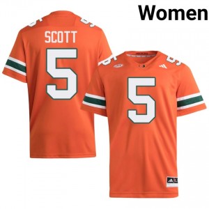 Orange Justin Scott #5 Hurricanes Jersey | Women High School Football Moisture Wicking Embroidery 75555942