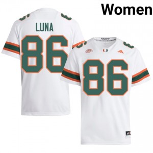 Top-Tier Kolby Luna #86 UM Hurricanes White Jersey | Women University Football Stitched Fan Gear 97814223