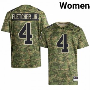 Miami Mark Fletcher Jr. #4 Camo Jersey | Premium Swen NCAA Football Women Apparel 33331248