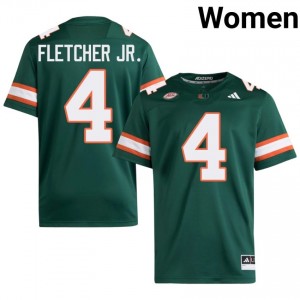 Mark Fletcher Jr. #4 Miami Hurricanes Jersey | Gameday Green College Football Women Stitched 50926302