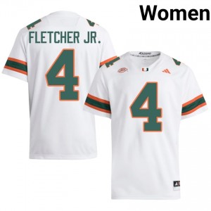 Mark Fletcher Jr. #4 Miami Hurricanes Jersey | Gameday White College Football Women Stitched 56038116
