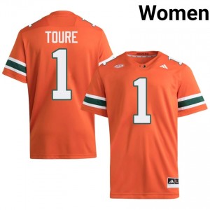 Orange Mohamed Toure #1 Canes Jersey | Women High School Football Limited Embroidery 12363296