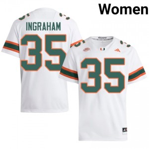 Officially Licensed Monroe Ingraham #35 Miami Canes White Jersey | Women University Football Stitched Fan Gear 55724896