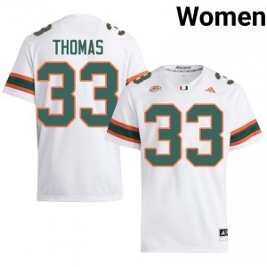 Nick Thomas #33 UM Hurricanes Jersey | Exclusive White College Football Women Stitched 52049053