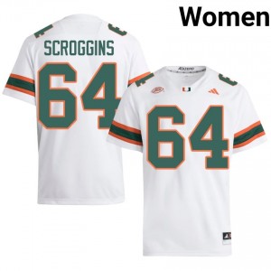 #64 Ralph Scroggins Hurricanes White Jersey | Authentic Stitched Women Player Football Gear 39500607