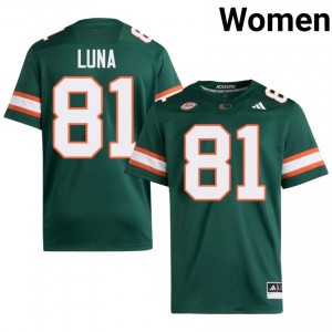 Miami Riply Luna #81 Green Jersey | Premium Stitched NCAA Football Women Apparel 58934678