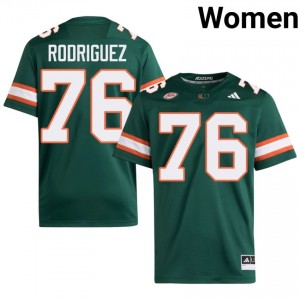 Durable Ryan Rodriguez #76 UM Hurricanes Green Jersey | Women University Football Stitched Fan Gear 37949823