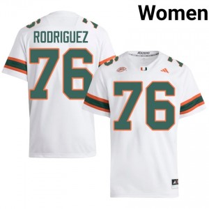 #76 Ryan Rodriguez Miami Hurricanes White Jersey | Classic Stitched Women Player Football Gear 78872249