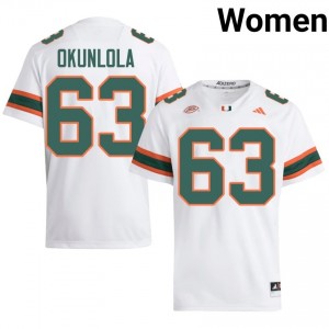 White Samson Okunlola #63 Canes Jersey | Women High School Football Fresh Stitched 24769540