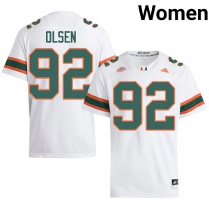 #92 Samuel Coufal Miami Hurricanes White Jersey | Elite Stitched Women Player Football Gear 83100529