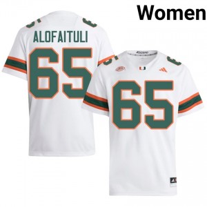 Miami Seuseu Alofaituli #65 White Jersey | Essential Stitched NCAA Football Women Apparel 33704403