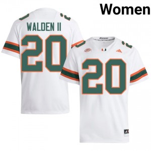 Terrell Walden II #20 UM Hurricanes Jersey | Pro-Grade White College Football Women Stitched 31128005