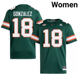 Top-Tier Vinny Gonzalez #18 UM Hurricanes Green Jersey | Women University Football Stitched Fan Gear 48459010