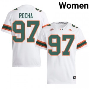Elite Thread Will Rocha #97 Miami Canes White Jersey | Women University Football Stitched Fan Gear 60584081