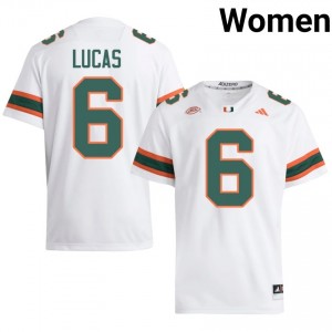 #6 Xavier Lucas Miami Hurricanes White Jersey | Classic Stitched Women Player Football Gear 46203511