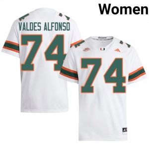 White Yerovi Valdes Alfonso #74 Hurricanes Jersey | Women High School Football Licensed Stitched 94302041