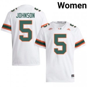 Durable Andre Johnson #5 UM Hurricanes White Jersey | Women University Football Stitched Fan Gear 38653726