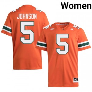 Orange Andre Johnson #5 Hurricanes Jersey | Women High School Football Moisture Wicking Embroidery 55086990