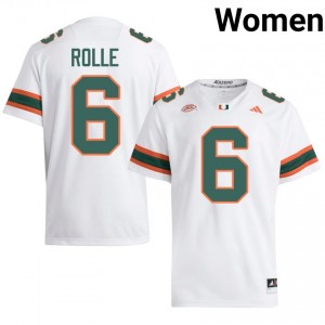 Antrel Rolle #6 Miami Hurricanes Jersey | Iconic White College Football Women Stitched 31489801