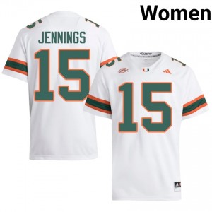 Elite Thread Brody Jennings #15 Miami Canes White Jersey | Women University Football Stitched Fan Gear 34206758