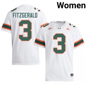 #3 Bryce Fitzgerald Miami Hurricanes White Jersey | Classic Stitched Women Player Football Gear 50530441