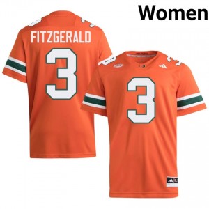 UM Canes Bryce Fitzgerald #3 Orange Jersey | Pro Cut Embroidery NCAA Football Women Apparel 72168600