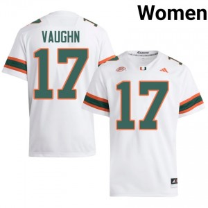 White Cam Vaughn #17 Canes Jersey | Women High School Football Fresh Stitched 89363178