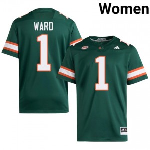 Durable Cam Ward #1 UM Hurricanes Green Jersey | Women University Football Stitched Fan Gear 41955029