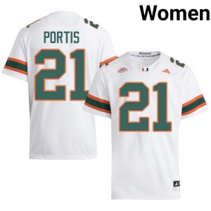White Camdin Portis #21 Hurricanes Jersey | Women High School Football Licensed Stitched 76333581