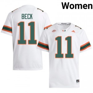 #11 Carson Beck Hurricanes White Jersey | Alumni Stitched Women Player Football Gear 55297635