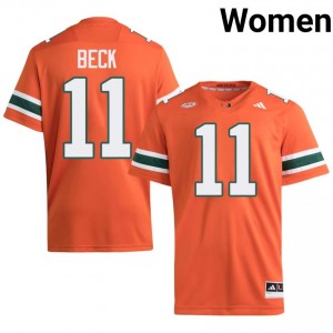 Miami Carson Beck #11 Orange Jersey | Essential Embroidery NCAA Football Women Apparel 57503382