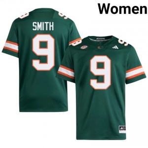 #9 Chase Smith Miami Hurricanes Green Jersey | Elite Stitched Women Player Football Gear 22262511